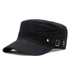 Adantico Unisex Militär Armee Kappe Einstellbar Baseballmütze Flat Cap (Schwarz) von Adantico