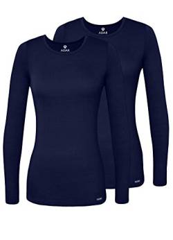 Adar Damen Untershirt 2er-Pack - Langärmeliges Komfort T-Shirt - 2902 - Navy - XL von Adar Uniforms