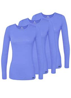 Adar Damen Untershirt 3er Pack - Langärmeliges Komfort T-Shirt - 2903 - Ceil Blue - M von Adar Uniforms