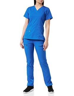 Adar Medizinische Uniform für Damen - V-Ausschnitt Top/Hose mit vielen Taschen - 4400 - Royal Blue - M von Adar Uniforms