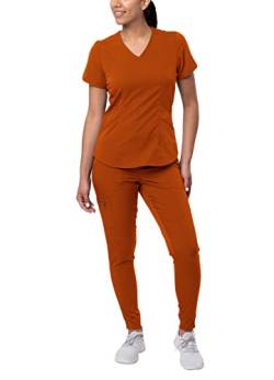 Adar Pro Moderne Scrub Set for Women - Moderne V-Hals Schrubben Top & Yoga Jogger Schrubben Hosen - P9500 - Cinnamon - XL von Adar Uniforms