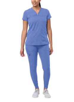 Adar Pro Verstärker Schrubben Set Für Frauen - Süssherz V-Hals Schrubben Top & Yoga Jogger Schrubben Hosen - P9400 - Decke Blau - XXS von Adar Uniforms