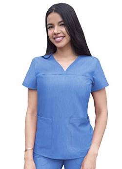 Adar Pro heidekraut Damen Kittel - Medizinisches Top mit Herz V-Ausschnitt - P4210H - Heather French Blue - XL von Adar Uniforms
