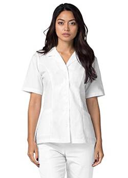Adar Universal Damen Pflegebekleidung - Top mit Reverskragen und Knopfleiste - 2629 - White - L von Adar Uniforms