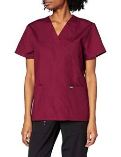 Adar Universal Damen Pflegebekleidung - Top mit Schnappverschluss vorne - 604 - Burgundy - 3X von Adar Uniforms