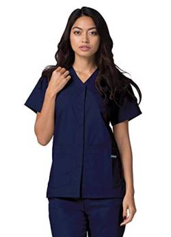 Adar Universal Damen Pflegebekleidung - Top mit Schnappverschluss vorne - 604 - Navy - L von Adar Uniforms