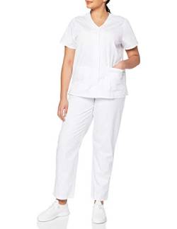 Adar Universal Damen Pflegebekleidung - Top mit Schnappverschluss vorne - 604 - White - L von Adar Uniforms