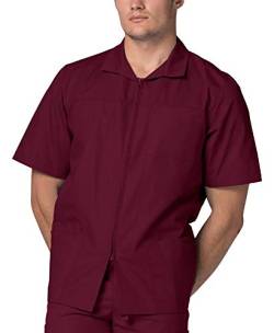 Adar Universal Herren Pflegebekleidung - Kurzärmelige Jacke mit Reißverschluss - 607 - Burgundy - 3X von Adar Uniforms