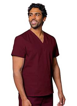 Adar Universal Unisex Pflegebekleidung - Medizinisches Top mit V-Ausschnitt - 2600 - Burgundy - L von Adar Uniforms