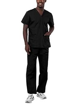 Adar Universal Unisex Pflegebekleidung - Unisex Set mit Kordelzug - 701 - Black - 2X von Adar Uniforms