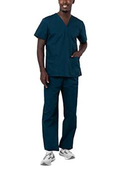 Adar Universal Unisex Pflegebekleidung - Unisex Set mit Kordelzug - 701 - Caribbean Blue - 3X von Adar Uniforms