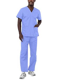 Adar Universal Unisex Pflegebekleidung - Unisex Set mit Kordelzug - 701 - Ceil Blue - S von Adar Uniforms