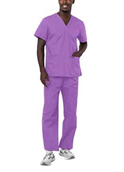Adar Universal Unisex Pflegebekleidung - Unisex Set mit Kordelzug - 701 - Lavender - L von Adar Uniforms