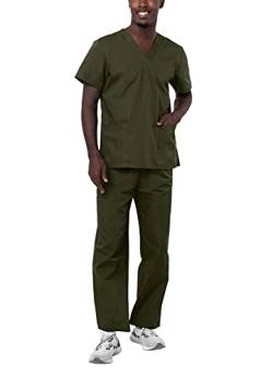 Adar Universal Unisex Pflegebekleidung - Unisex Set mit Kordelzug - 701 - Olive - L von Adar Uniforms