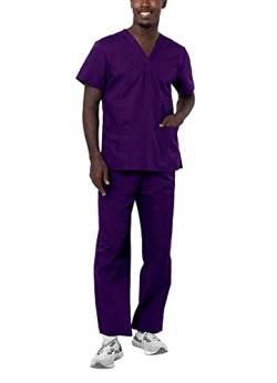 Adar Universal Unisex Pflegebekleidung - Unisex Set mit Kordelzug - 701 - Purple - M von Adar Uniforms