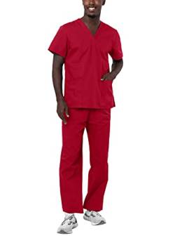 Adar Universal Unisex Pflegebekleidung - Unisex Set mit Kordelzug - 701 - Red - M von Adar Uniforms