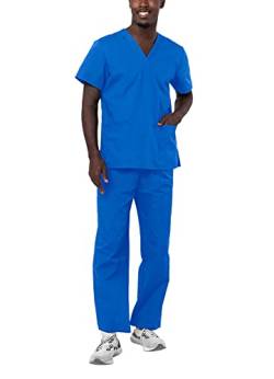Adar Universal Unisex Pflegebekleidung - Unisex Set mit Kordelzug - 701 - Regal Blue - M von Adar Uniforms