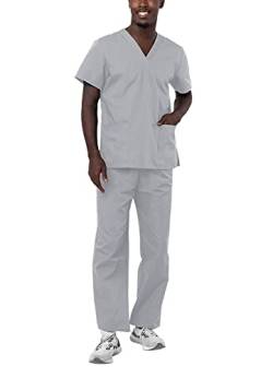 Adar Universal Unisex Pflegebekleidung - Unisex Set mit Kordelzug - 701 - Silver Gray - L von Adar Uniforms