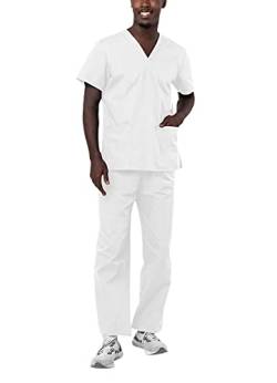 Adar Universal Unisex Pflegebekleidung - Unisex Set mit Kordelzug - 701 - White - 5X von Adar Uniforms
