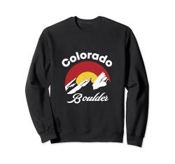 Boulder Flatirons Colorado Flagge Klettern Radfahren Wandern Sweatshirt von Adel's Holiday Gift And Souvenir