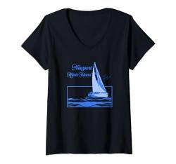 Damen Segelboot On The Sea Newport Rhode Island Sailing Nautical T-Shirt mit V-Ausschnitt von Adel's Holiday Gift And Souvenir