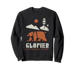 Montana Glacier National Park Geometrische Berge und Bär Sweatshirt von Adel's Holiday Gift And Souvenir
