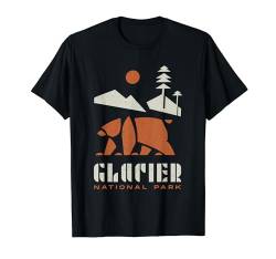 Montana Glacier National Park Geometrische Berge und Bär T-Shirt von Adel's Holiday Gift And Souvenir