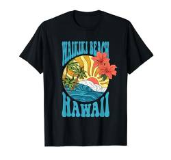 Tropischer Strand Sonnenuntergang Palme Waikiki Hawaii Urlaub T-Shirt von Adel's Holiday Gift And Souvenir