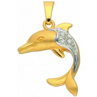Adelia´s Kette mit Anhänger 333 Gold Anhänger Delphin mit Zirkonia, Schmuckset - Set mit Halskette von Adelia´s