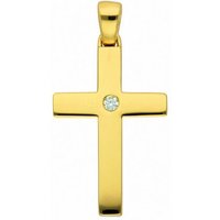Adelia´s Kette mit Anhänger 585 Gold Kreuz Anhänger mit Diamant Brillant, Schmuckset - Set mit Halskette von Adelia´s