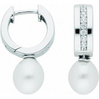 Adelia´s Paar Ohrhänger 1 Paar 925 Silber Ohrringe / Creolen mit Zirkonia Ø 13,8 mm, 925 Sterling Silber mit Zirkonia Silberschmuck für Damen von Adelia´s