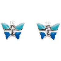 Adelia´s Paar Ohrhänger 925 Silber Ohrringe Ohrstecker Schmetterling blau grün, Silberschmuck für Damen von Adelia´s
