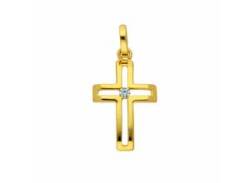 Kette ohne Anhänger ADELIA´S "333 Gold Kreuz mit Zirkonia" Halsketten Gr. Gelbgold 333, goldfarben (gold) Damen Ketten ohne Anhänger von Adelia´s