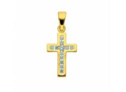 Kette ohne Anhänger ADELIA´S "585 Gold Kreuz mit Zirkonia" Halsketten Gr. Gelbgold 585, goldfarben (gold> <) Damen Ketten ohne Anhänger von Adelia´s