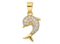 Ketten-Anhänger ADELIA´S "333 Gold Anhänger Delphin mit Zirkonia" Schmuckanhänger Gr. Kinder, Gelbgold 333, goldfarben (gold) Damen Anhänger mit Zirkonia Goldschmuck für von Adelia´s