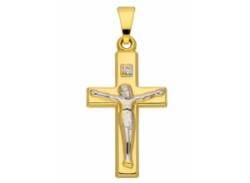 Ketten-Anhänger ADELIA´S "333 Gold Kreuz Anhänger Korpus" Schmuckanhänger Gr. Damen, Weißgold 333, goldfarben (gold) Damen Anhänger Goldschmuck für & Herren von Adelia´s