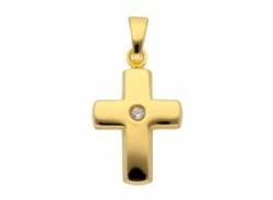 Ketten-Anhänger ADELIA´S "333 Gold Kreuz Anhänger mit Zirkonia" Schmuckanhänger Gr. Damen, mit Zirkonia, Gelbgold 333, goldfarben (gold) Damen Anhänger mit Zirkonia Goldschmuck für & Herren von Adelia´s