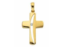 Ketten-Anhänger ADELIA´S "333 Gold Kreuz Anhänger mit Zirkonia" Schmuckanhänger Gr. Damen, mit Zirkonia, Gelbgold 333, goldfarben (gold) Damen Anhänger von Adelia´s