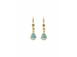 Paar Ohrhänger ADELIA´S "1 585 Gold Ohrringe / mit Aquamarin" Gr. Damen, Gelbgold 585, blau Damen Ohrhänger von Adelia´s