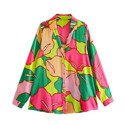Adhdyuud Damen Langarm-Blusen mit Blumenmuster, klassischer Blumendruck, Shirts, Umlegekragen, Strandhemden, GPP, Large von Adhdyuud