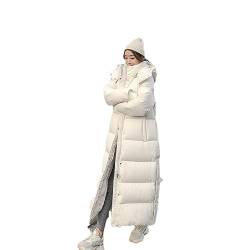 Adhdyuud Damen Weiße Entendaunen-Kapuzenjacke, Wintermantel Mit Kapuze, Langer Mantel, Knöchelverdickung, Warme Schneebekleidung white9 S von Adhdyuud