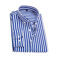 Adhdyuud Herren Casual Button-Down Shirts Casual Gestreiftes Hemd Revers Business Arbeitshemd, himmelblau, 3XL von Adhdyuud