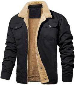 Adhdyuud Männer Warm Liner Wolle Jacke Oberbekleidung Winter Thermal Parka Große Größe Dicke Fleece Bomber Jacken Black L von Adhdyuud