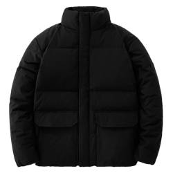 Adhdyuud Männer Weiße Ente Daunenjacke Winter Casual Dicke Solide Unten Camping Jacken Mantel, Schwarz , L von Adhdyuud