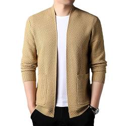 Männer Slim Fit Strickjacke Solide Pullover Mantel Stricken Lässige Oberbekleidung khaki9 Coffee M von Adhdyuud