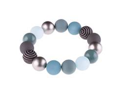 Adi Modeschmuck Armband 'Tamara', eleganter Materialmix aus Polaris- und verschiedensten Acylperlen in 14mm, handgefertigt in Berlin (Blau- und Grautöne) von Adi Modeschmuck