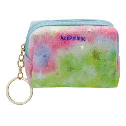 AdiStylinno Münzgeldbörse, Polyester, einzigartige Fischschuppen-Textur, Geldbörse, tragbare Damen-Münztasche mit Reißverschluss und Schlüsselring zur Aufbewahrung von Bargeld, Blau, B von AdiStylinno