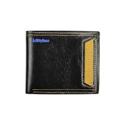 AdiStylinno Slim Bifold Wallet, Weiches Leder Multifunktional Herren Geldbörse Mode Faltbare Bifold Wallet für Männer mit Flip ID Fenster Kreditkartenhalter, Schwarz, A von AdiStylinno