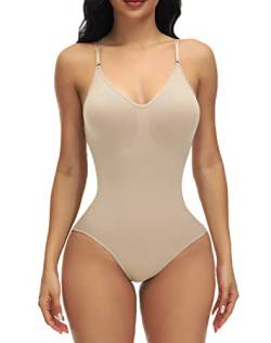 Adicloz Shapewear Damen Anti-Pinch-Design an Hüfte, Bodysuit mit Verstellbare Schultergurte, Figurenformend Shapewear Bauchweg, Body Shaper mit Tanga Design, Jumpsuit fur Damen Shaping Body Bauchweg von Adicloz