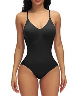 Adicloz Shapewear Damen Anti-Pinch-Design an Hüfte, Bodysuit mit Verstellbare Schultergurte, Figurenformend Shapewear Bauchweg, Body Shaper mit Tanga Design, Jumpsuit fur Damen Shaping Body Bauchweg von Adicloz